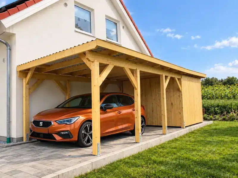 Einzelcarport mit Auto Flachdach